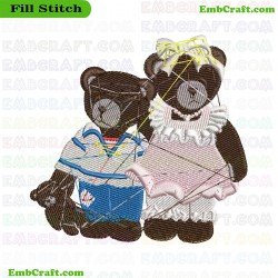 Bears In Clothes Embroidery Design 11