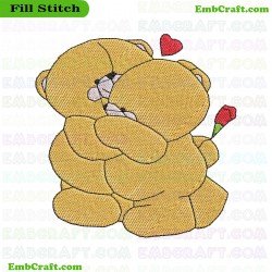 Bears In Embrace Embroidery Design 891