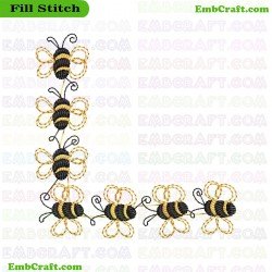 Bee Embroidery Design 5