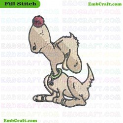 Beige Dog With Green Collar Embroidery Design 474