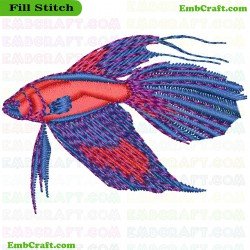 Betta Fish Embroidery Design 130