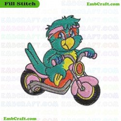 Biker Parrot Embroidery Design 1