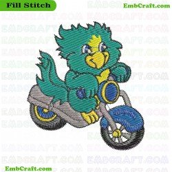 Biker Parrot Embroidery Design 9