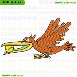 Bird Carrying Ball Embroidery Design 125