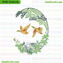 Bird In Nature Embroidery Design 6