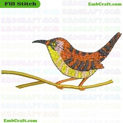 Bird On Branch Back Yard Birds Embroidery Design 6