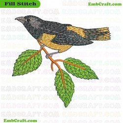 Bird On Branch Back Yard Birds Embroidery Design 8