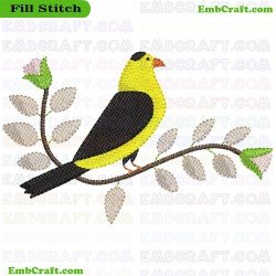 Bird On Branch Birds Embroidery Design 31