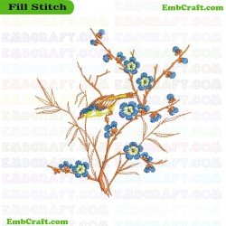 Bird On Branch Embroidery Design 10