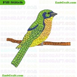 Bird On Branch Embroidery Design 11