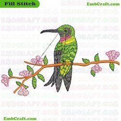 Bird On Branch Embroidery Design 12