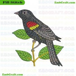 Bird On Branch Embroidery Design 15