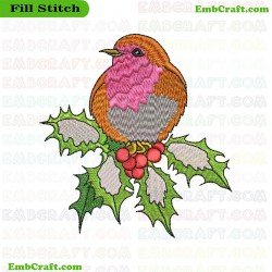 Bird On Branch Embroidery Design 6