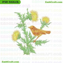 Bird On Branch Embroidery Design 7