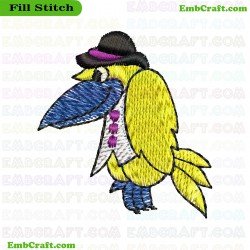 Bird With Hat Embroidery Design 123