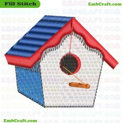 Birdhouse Embroidery Design 6