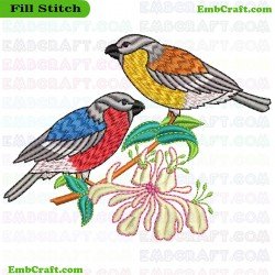 Birds And Flower Embroidery Design 2