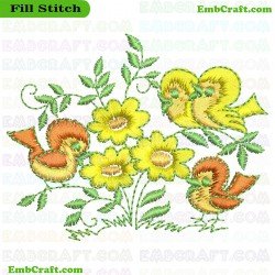 Birds And Flowers Embroidery Design 113