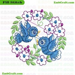 Birds And Flowers Embroidery Design 145