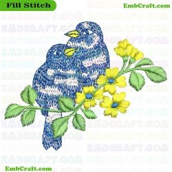 Birds On A Branch Embroidery Design 166