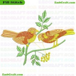 Birds On Branch Embroidery Design 6