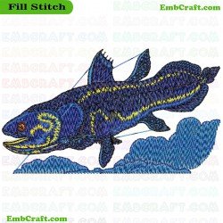 Blue And Yellow Fish Embroidery Design 53