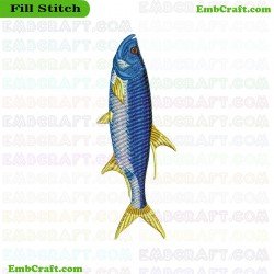 Blue And Yellow Fish Embroidery Design 66