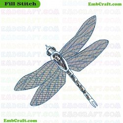 Blue Dragonfly Embroidery Design 21