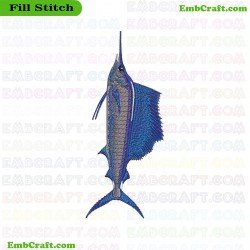 Blue Fish Artwork Embroidery Design 64