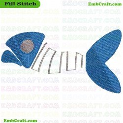 Blue Fish Embroidery Design 145