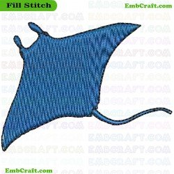 Blue Manta Ray Embroidery Design 2