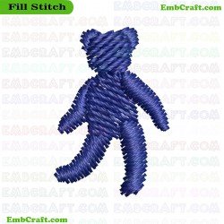 Blue Teddy Bear Embroidery Design 1