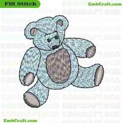 Blue Teddy Bear Embroidery Design 5