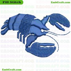 Blue Thread Lobster Embroidery Design 79