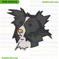 Border Collie Dog Face Embroidery Design 446