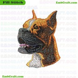 Boxer Dog Head Embroidery Design 486