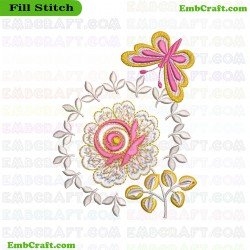 Butterfly And Floral Embroidery Design 1