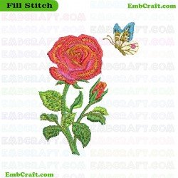 Butterfly And Rose Embroidery Design 49