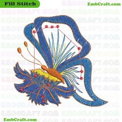 Butterfly On Flower Embroidery Design 15