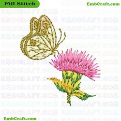 Butterfly On Flower Embroidery Design 46