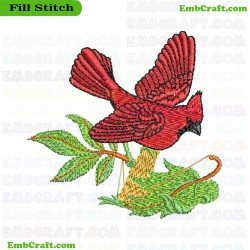 Cardinal Bird Embroidery Design 1