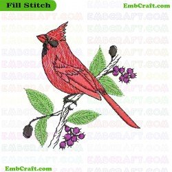 Cardinal Bird Embroidery Design 35