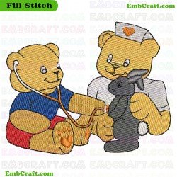 Caring Teddy Bears Embroidery Design 746