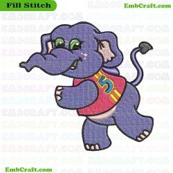 Cartoon Athletic Elephant Embroidery Design 23