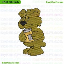 Cartoon Bear Embroidery Design 185