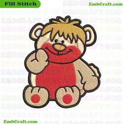 Cartoon Bear Embroidery Design 610