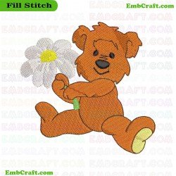 Cartoon Bear Embroidery Design 654