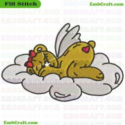 Cartoon Bear On Cloud Embroidery Design 9