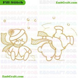 Cartoon Bears In Nature Embroidery Design 15