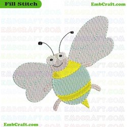 Cartoon Bee Embroidery Design 5